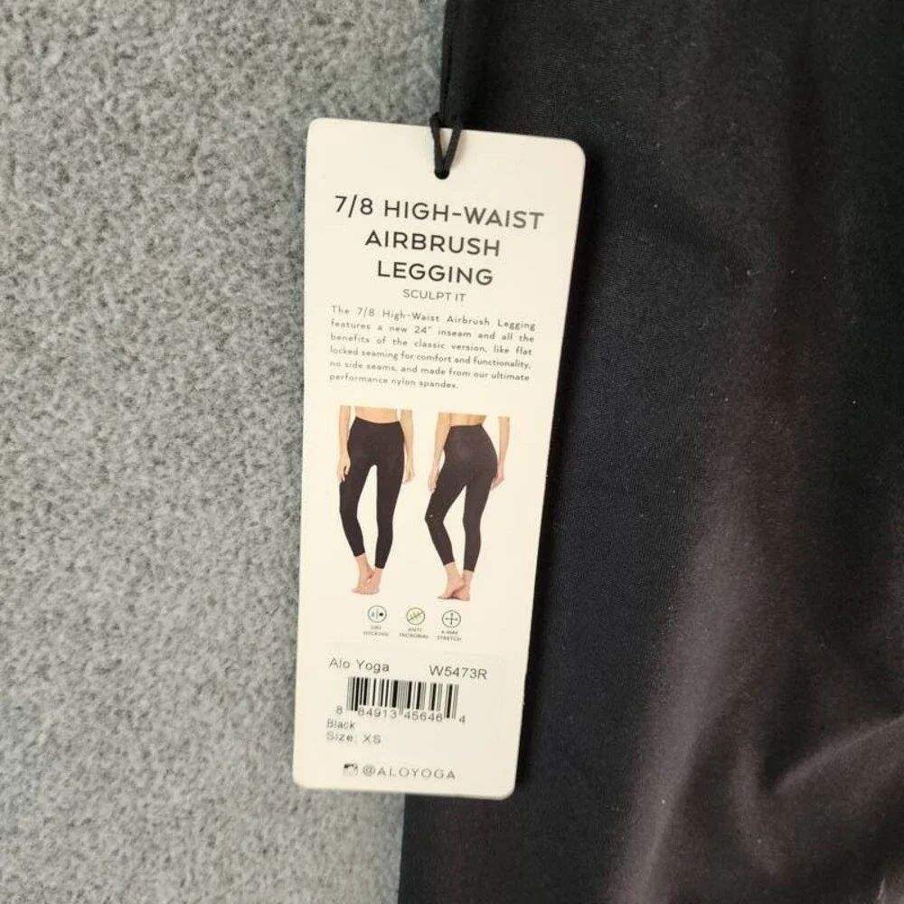 Alo Yoga High Waist Airbrush Leggings Women's XS Black Elastic Waist Pull On
